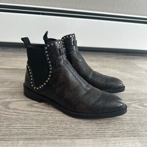 Zara Snakeskin Stud Ankle Boots 35